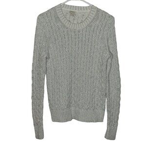 J Crew women's white silver crew neck sweater size s